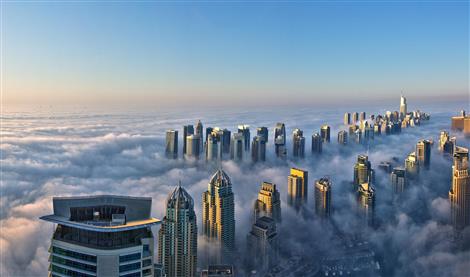 امارات, دبی, ابر, برج, بلند